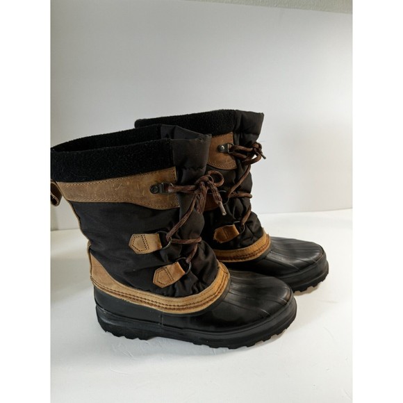 Sorel Kaufman Caribou Snow Boots Made in Canada Women's US 8 Excellent Black Tan - Picture 2 of 12